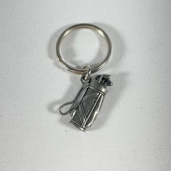 Vintage US Made Highly Detailed PEWTER Charm/Key Holder Golf Bag With Golf Clubs - Picture 2 of 6